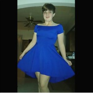 Royal Blue Dovetail Off the shoulder dress